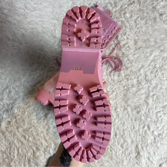 Sugar Thrillz Pink Velvet Obsidian Pocket Combat Boots | Dolls Kill - Picture 10 of 16